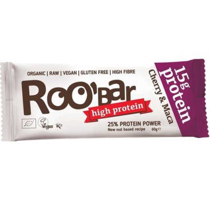 Baton proteic cu cirese si maca Raw bio Roobar 60g