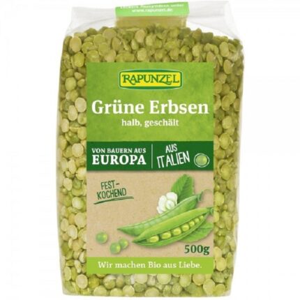 Mazare verde bio jumatati, decojita 500g Rapunzel