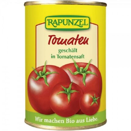 Tomate decojite bio in suc de rosii, conserva 400g Rapunzel