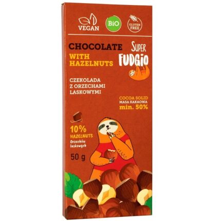 Ciocolata cu alune de padure bio 50g Super Fudgio