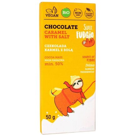 Ciocolata cu caramel sarat bio 50g Super Fudgio