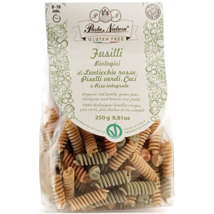Fusilli tricolore bio, fara gluten 250g Pasta Natura