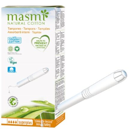 Tampoane din bumbac organic, cu aplicator, Superplus 4 picaturi 12 buc Masmi