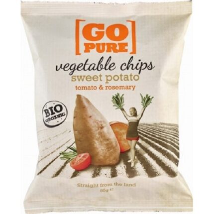 Chipsuri din cartofi dulce si rosii cu rozmarin, fara gluten 80g GoPure