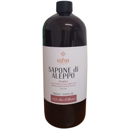 Sapun de alep lichid cu 25% ulei de dafin 1000ml Isha Cosmetics