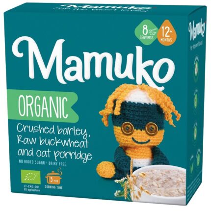 Porridge din 3 cereale integrale cu ovaz, hrisca si orz bio 200g Mamuko 12+ luni