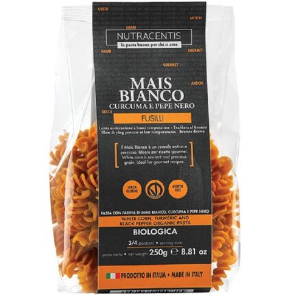 Paste din faina de porumb alb cu turmeric si piper bio, fara gluten 250g Nutracentis