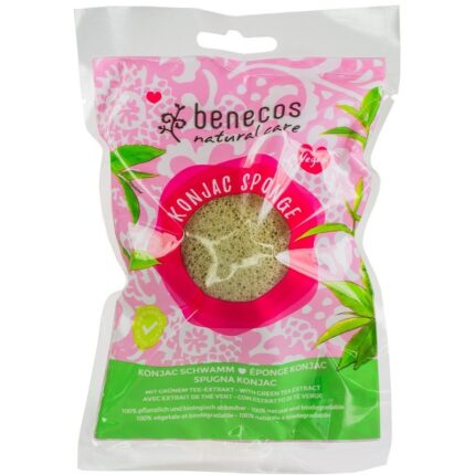 Burete Konjac cu ceai verde pentru ten mixt sau uscat, Benecos