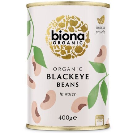 Fasole alba blackeye (ochi negru) bio, conserva fara sare 400g Biona