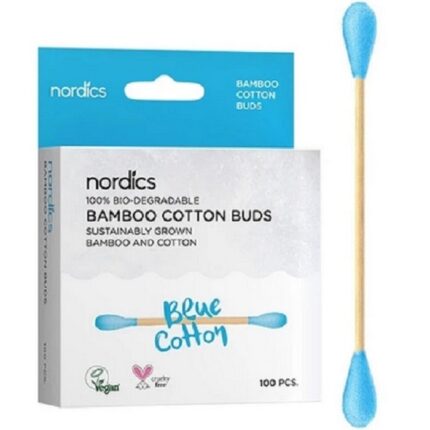 Betisoare din bumbac si bambus (albastre) 100 buc Nordics