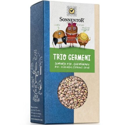 Trio germeni seminte bio pentru germinare (linte maro, mustar galben, ridichi) 120g Sonnentor