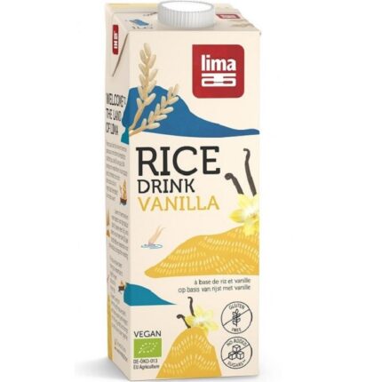 Bautura vegetala de orez cu vanilie bio, fara gluten, fara zahar 1L Lima