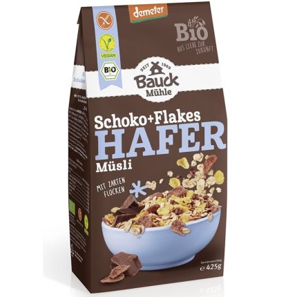 Musli cu fulgi si picaturi de ciocolata bio, fara gluten 425g BauckHof