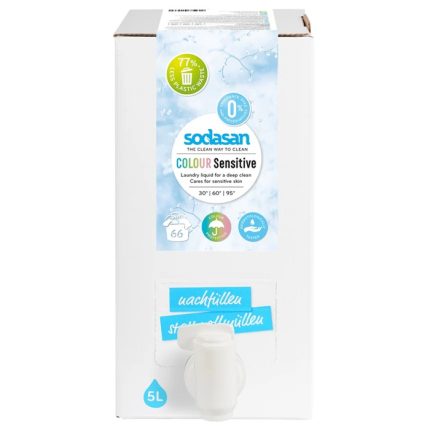 Detergent lichid pt rufe albe si colorate Sensitiv, fara parfum 5L Sodasan