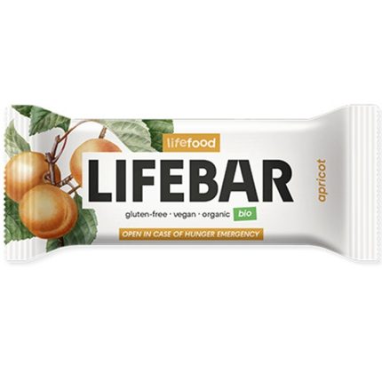 Baton cu caise bio raw vegan, fara gluten, fara zahar 47g Lifebar