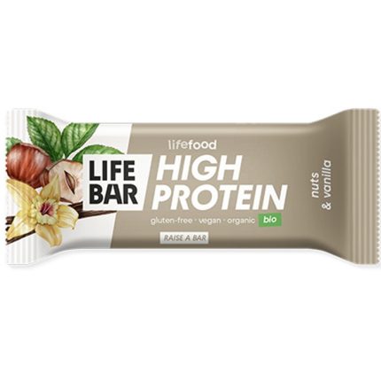 Baton proteic cu nuci si vanilie bio raw vegan, fara gluten, fara zahar 47g Lifebar