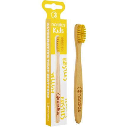 Periuta de dinti pt copii din bambus, galbena, Nordics Organic Care