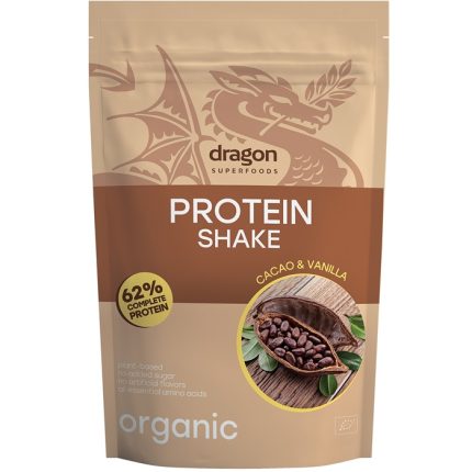 Shake proteic cacao si vanilie bio, 62% proteine 500g Dragon Superfoods