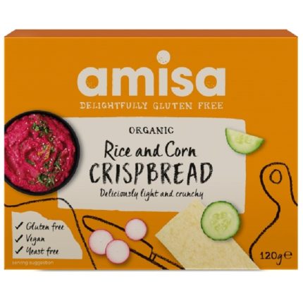 Crispbread (painici) din orez si porumb bio, fara gluten 150g Amisa