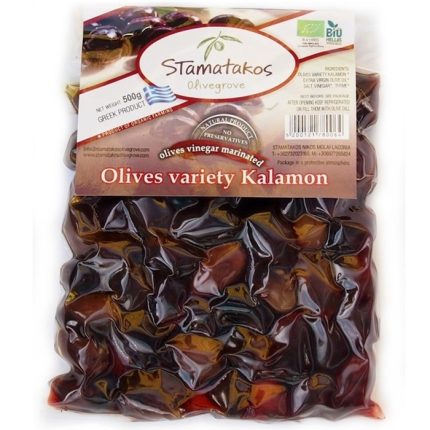 Masline Kalamata vidate marinate in otet bio 500g Stamatakos Grecia