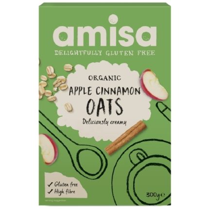 Porridge din ovaz cu mar si scortisoara bio, fara gluten 300g Amisa