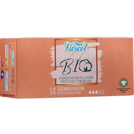 Tampoane cu aplicator din bumbac hipoalergenic ecologic 3 picaturi 14buc Vivicot