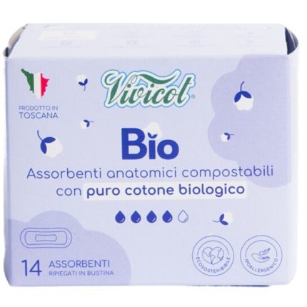 Absorbante de zi fara aripioare din bumbac compostabil 4 picaturi 14buc Vivicot