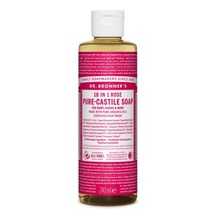 Sapun lichid de Castilia cu trandafiri, organic 240ml Dr Bronner