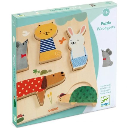 Puzzle din lemn Animale de companie Djeco, de la 1 an