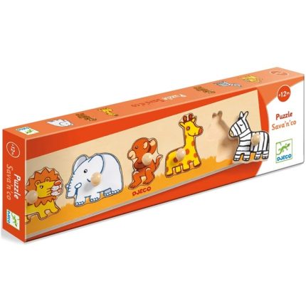Puzzle cu buton Savana Djeco, de la 1 an