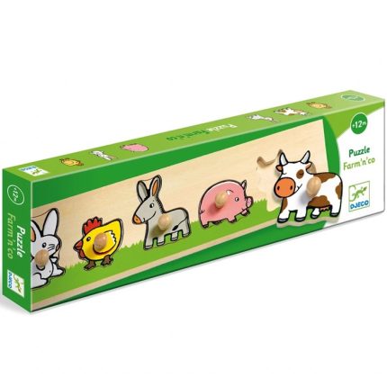 Puzzle cu buton Ferma Djeco, de la 1 an