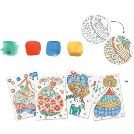 Atelier creativ de pictura Djeco, Rochii cu flori, de la 8 ani