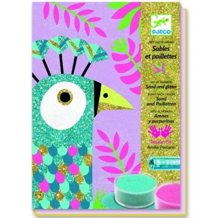 Atelier creativ cu nisip si sclipici Pasari Djeco, de la 6 ani