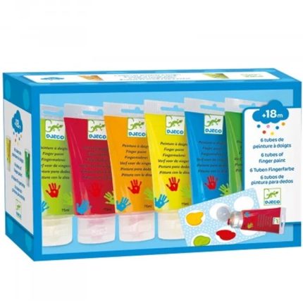 Acuarele 6 culori pentru pictat cu mana Djeco, de la 18 luni