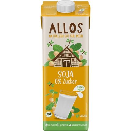 Bautura de soia bio, fara gluten, fara zahar 1000 ml Allos