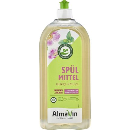Detergent de vase cu trandafir salbatic si melisa bio 1 L AlmaWin