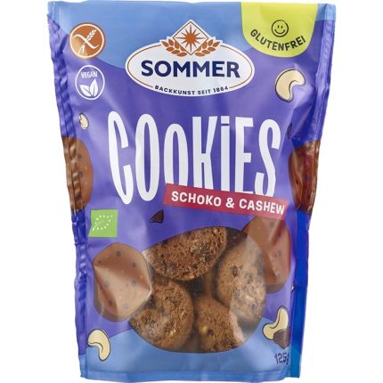 Biscuiti cu ciocolata si caju, fara gluten bio 125g Sommer-Co