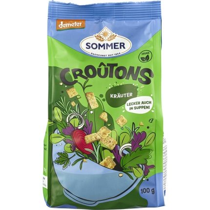 Crutoane vegane cu ierburi Demeter bio 100g Sommer-Co