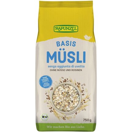 Musli de baza bio cu fulgi cereale integrale si seminte 750g Rapunzel