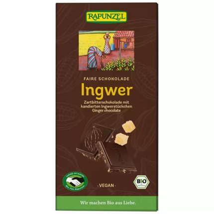 Ciocolata amaruie cu ghimbir si 55% cacao, bio vegana 100g Rapunzel