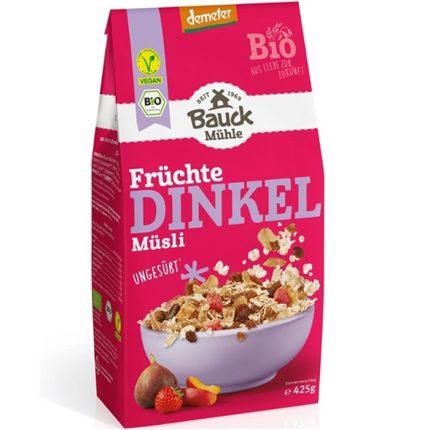 Musli de spelta cu fructe bio, neindulcit 425g Bauckhof