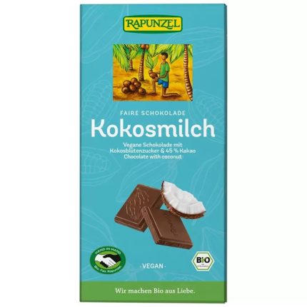 Ciocolata cu bautura de cocos, bio vegana 80g Rapunzel