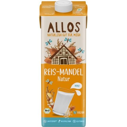Bautura de orez si migdale bio, fara gluten 1000 ml Allos