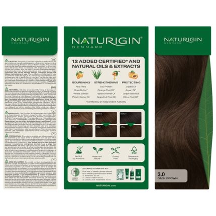 Vopsea de par naturala, permanenta 3.0 Saten Cafeniu Inchis 115ml Naturigin