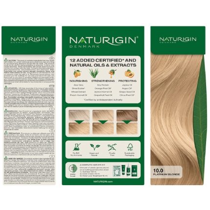 Vopsea de par naturala, permanenta 10.0 Blond Platinat 115ml Naturigin