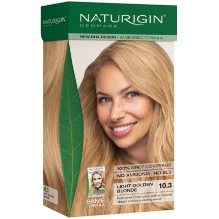 Vopsea de par naturala, permanenta 10.3 Blond bej auriu 115ml Naturigin