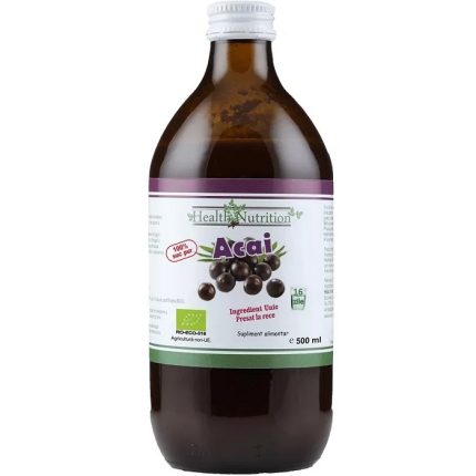Suc de acai pur bio, fara zahar 500ml Health Nutrition