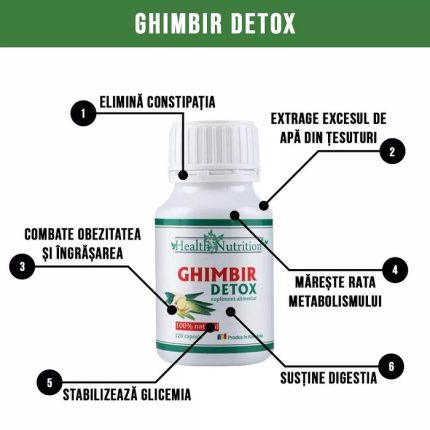 Ghimbir detox, stimuleaza arderea grasimilor 120 caps Health Nutrition