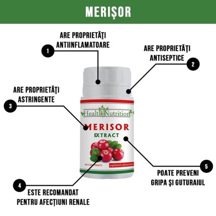 Merisor Extract 2400 mg (infectii urogenitale) 60 comprimate Health Nutrition