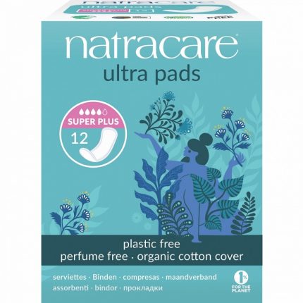 Absorbante din bumbac bio Super Plus 4 picaturi 12 buc Natracare